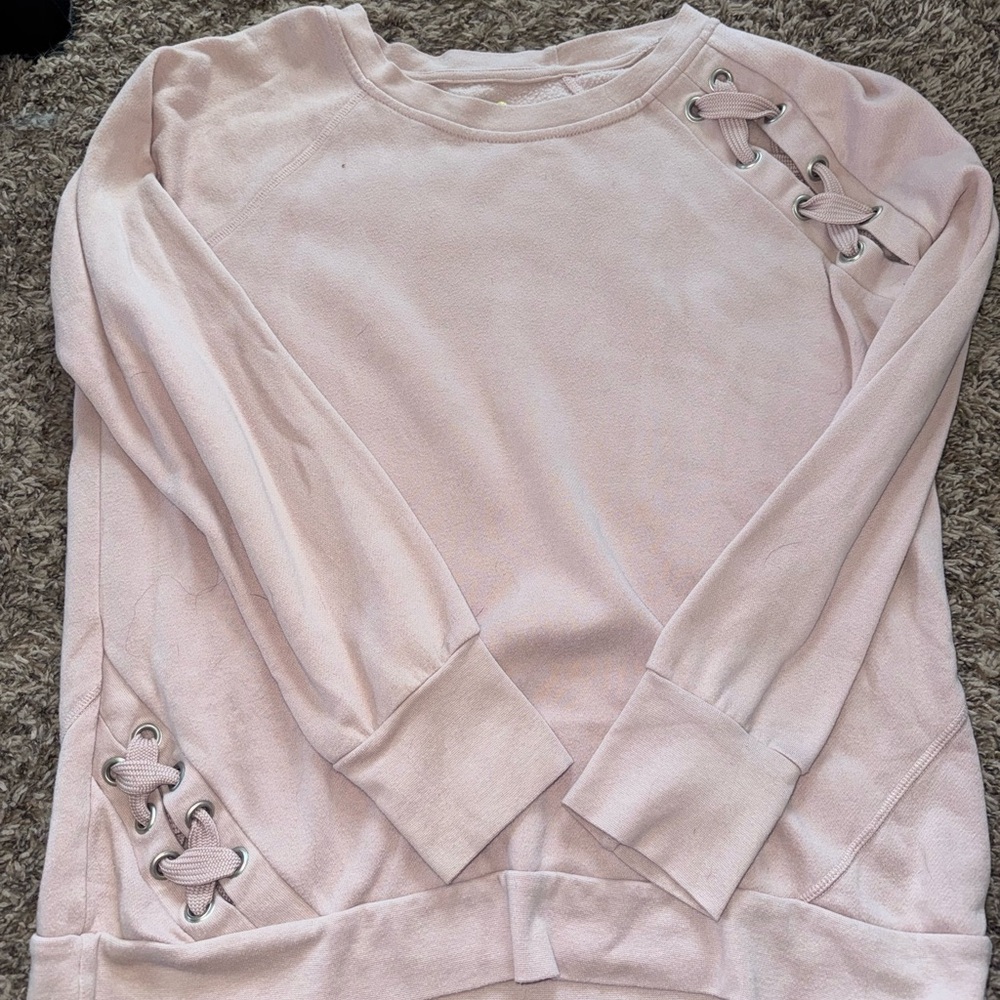 Xersion Light Pink Lace-Up Sweatshirt
